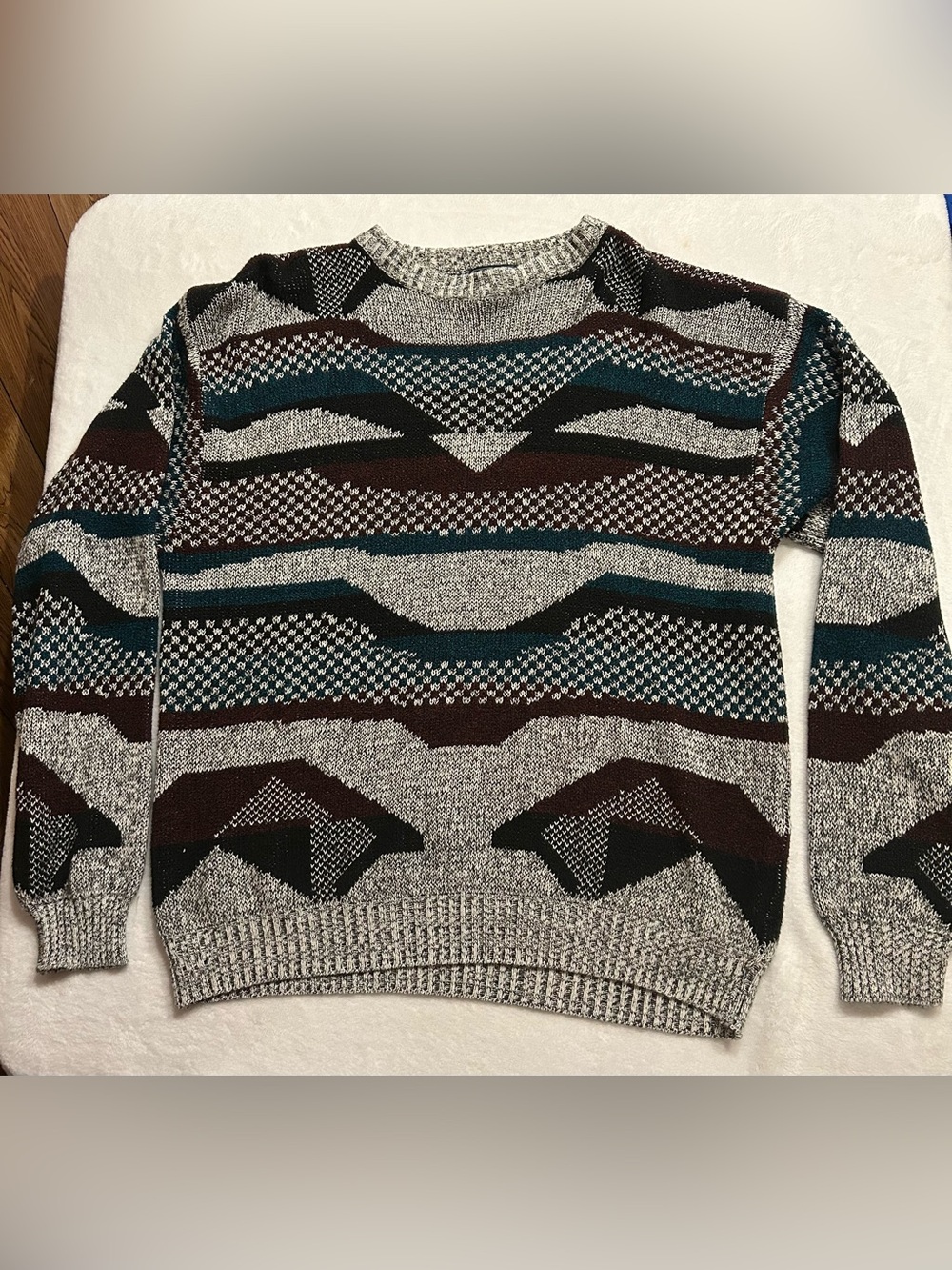 VTG Boulevard Men’s XLT Big & Tall Geometric Knit Pullover Sweater Grandpa Core